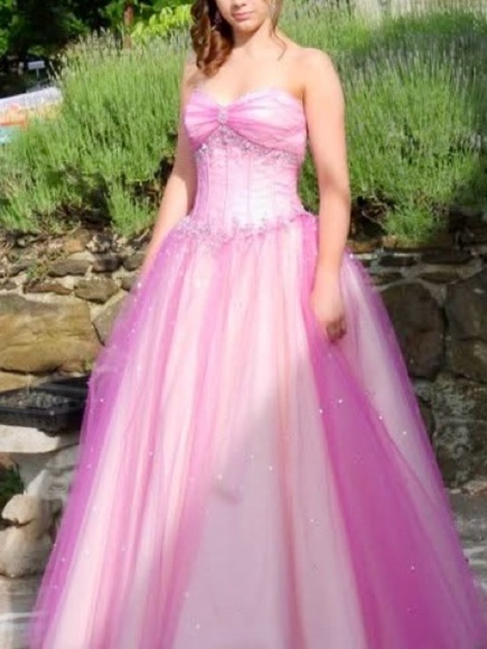 Mori Lee Dresses & Skirts - Mori Lee Strapless Pink Tulle Ball Gown with Beaded Bodice